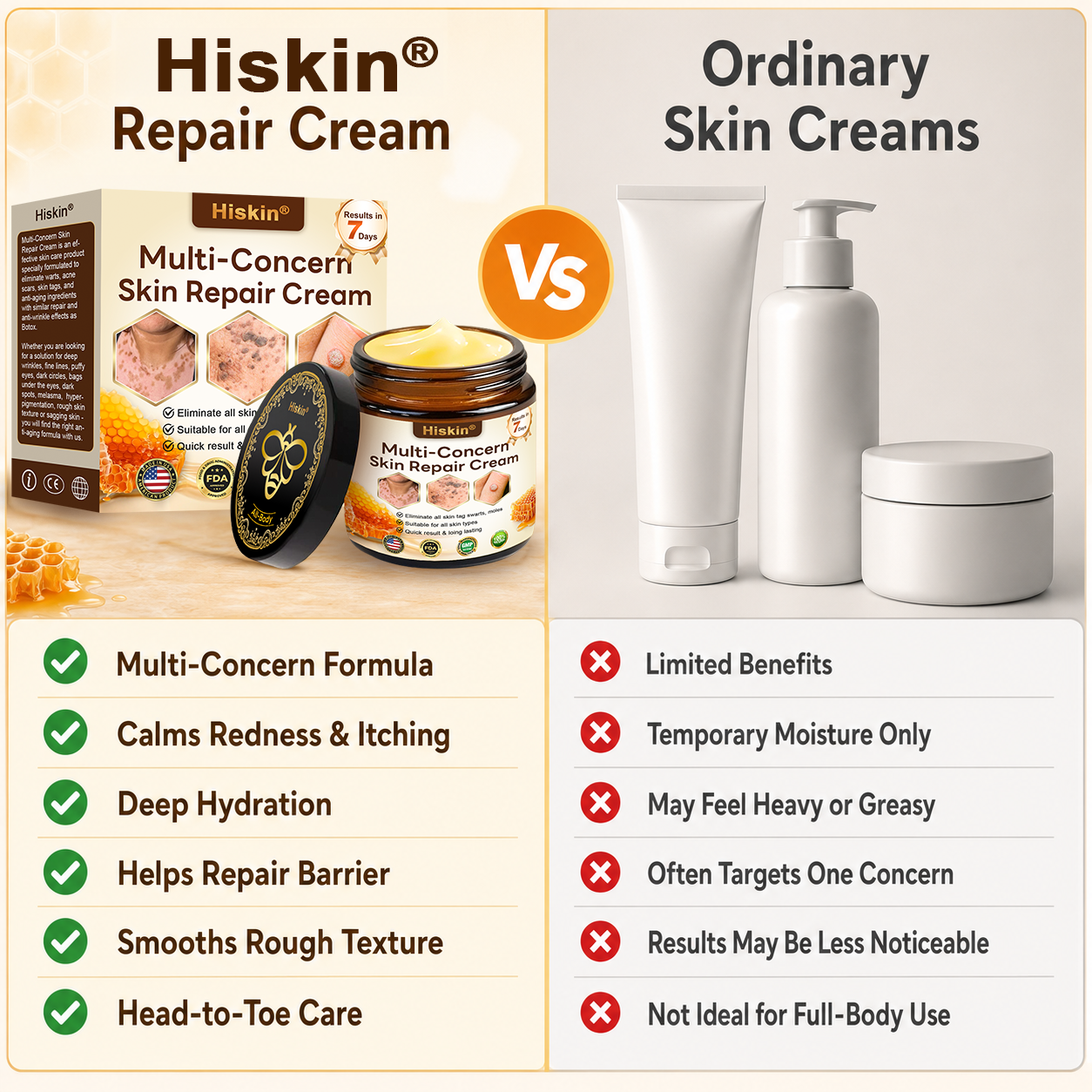 HISKIN® Multi-Concern Skin Repair Cream ✨✨ (One powerful cream to repair inflammation, dryness, aging, pigmentation, and visible skin damage.)