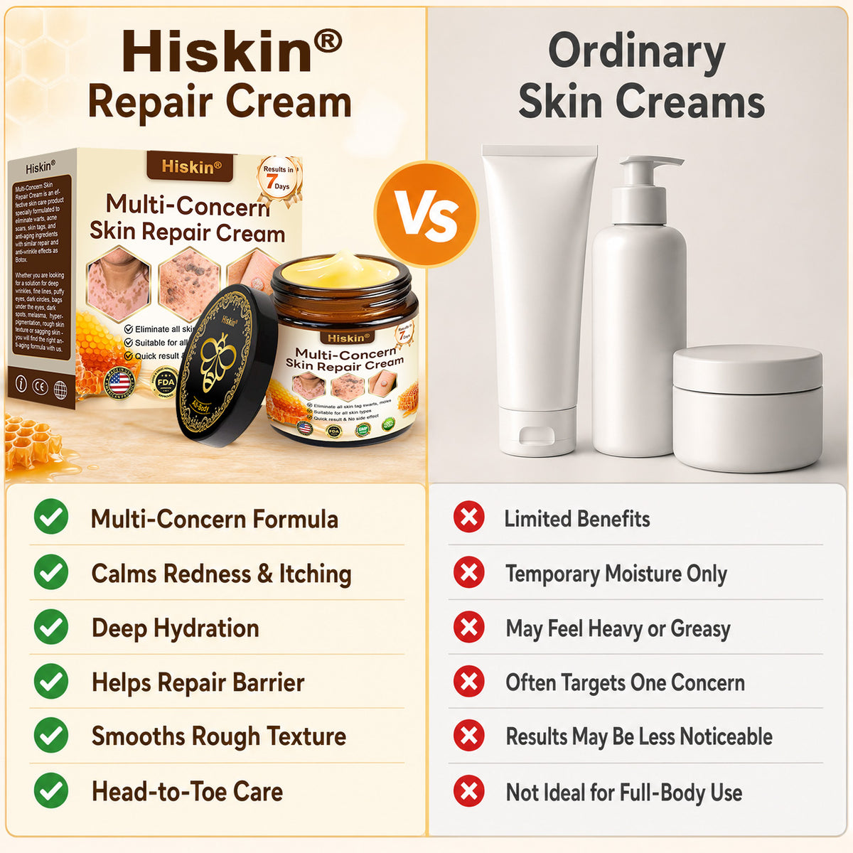 ✨✨HISKIN® Multi-Concern Skin Repair Cream (One powerful cream to repair inflammation, dryness, aging, pigmentation, and visible skin damage.)