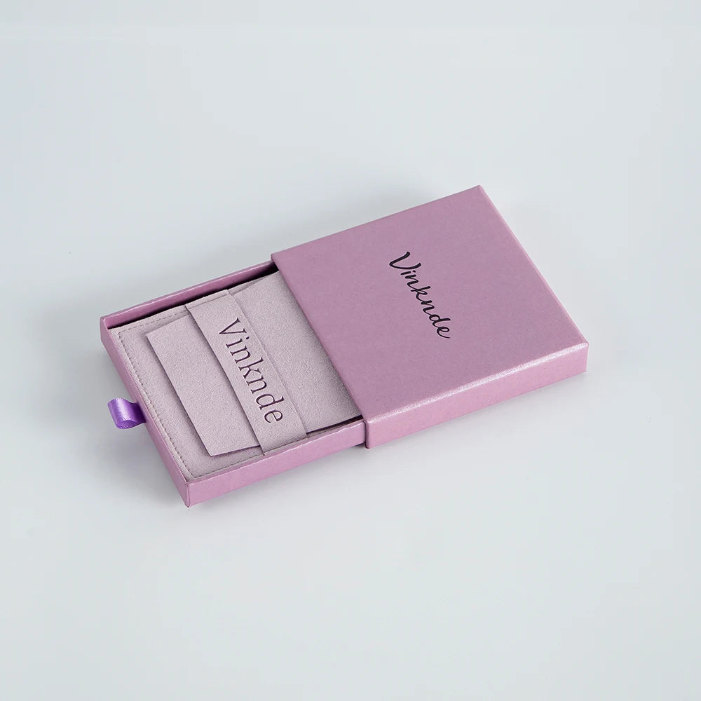 24Sets Personalized Custom Logo Jewelry Gift Box with High Quailty Microfiber Velvet Envelope Bag Rings Earrings Organizer Pouch