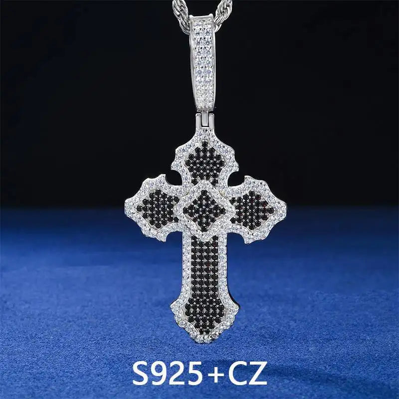 New Personalized Iced Out Moissanite Cross Pendant Necklace 925 Sterling Silver Religious Charm Hip Hop Jewelry Plated 18K Gold