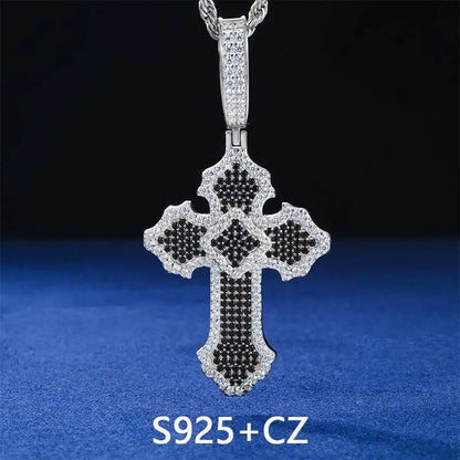 New Personalized Iced Out Moissanite Cross Pendant Necklace 925 Sterling Silver Religious Charm Hip Hop Jewelry Plated 18K Gold