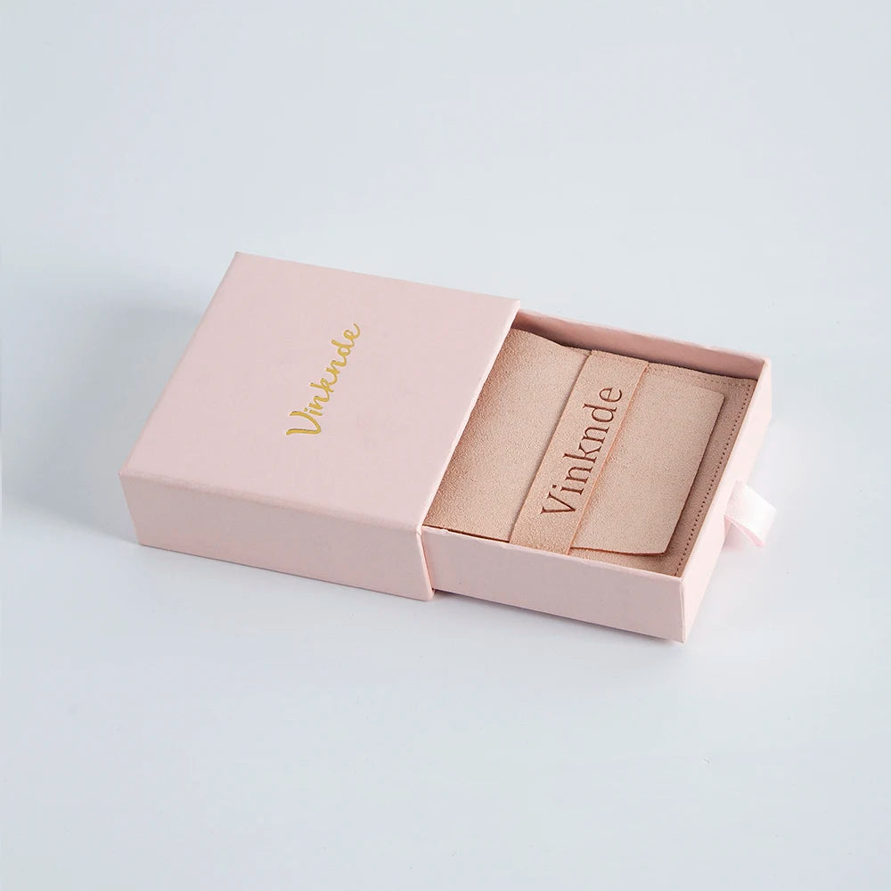 24Sets Personalized Custom Logo Jewelry Gift Box with High Quailty Microfiber Velvet Envelope Bag Rings Earrings Organizer Pouch