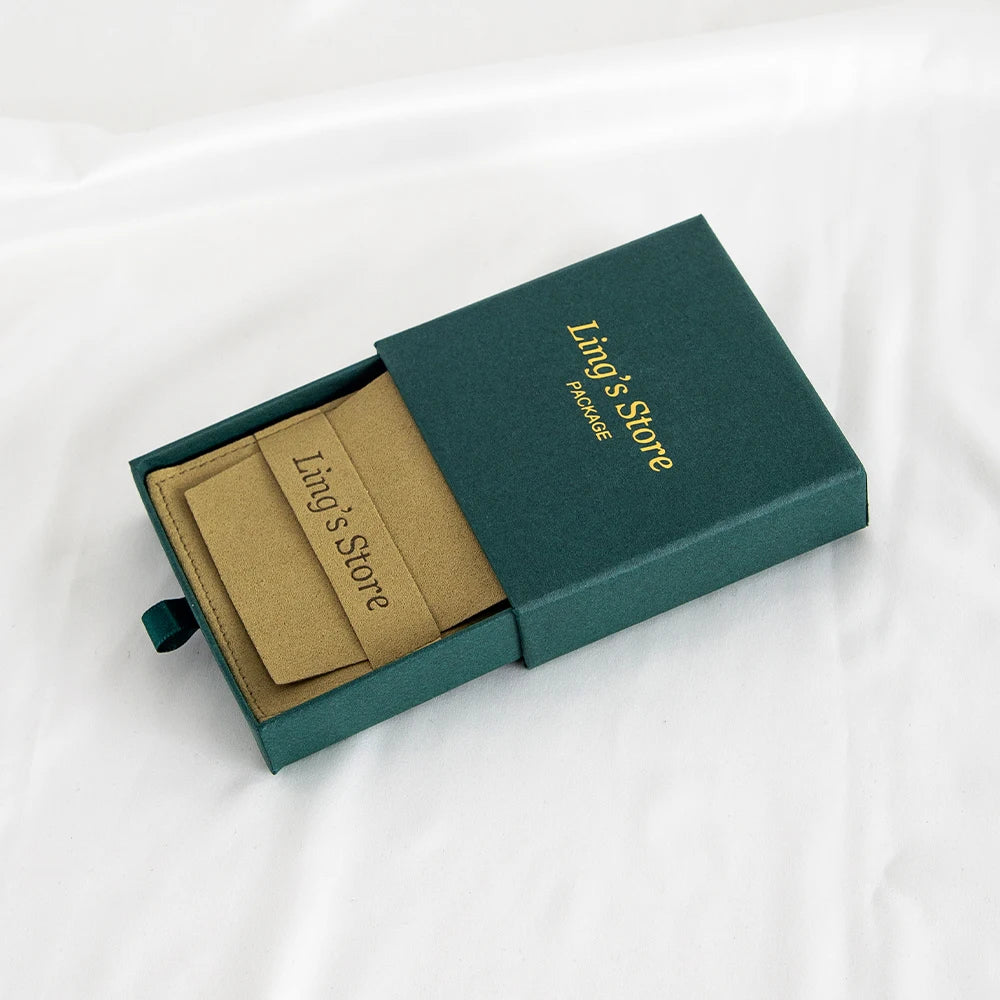 24Sets Personalized Custom Logo Jewelry Gift Box with High Quailty Microfiber Velvet Envelope Bag Rings Earrings Organizer Pouch