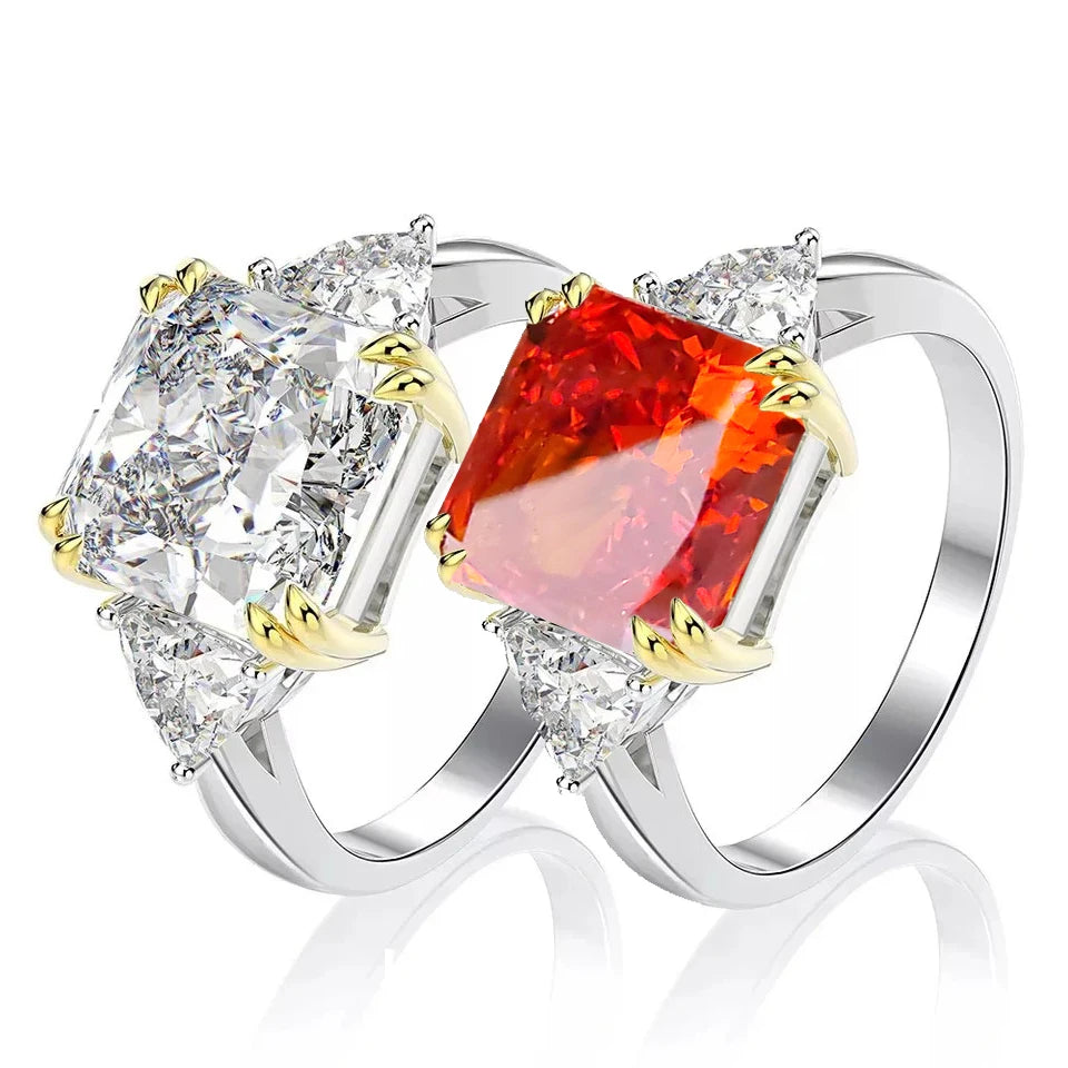 FIRERING Super Flash 5ct 10MM High Carbon Stone Women Ring S925 Silver Luxury Premium Jewelry Gift