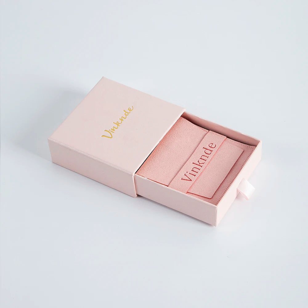 24Sets Personalized Custom Logo Jewelry Gift Box with High Quailty Microfiber Velvet Envelope Bag Rings Earrings Organizer Pouch