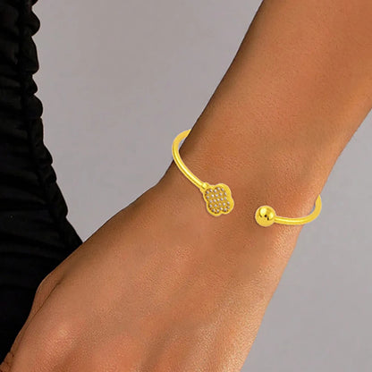 New Design Classic Luxury Stainless Steel Shiny Zircon Clover Bracelets Elegant Temperament For Women's Daily Wear Jewelry Gifts