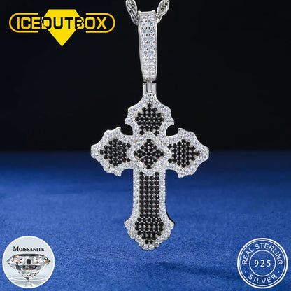 New Personalized Iced Out Moissanite Cross Pendant Necklace 925 Sterling Silver Religious Charm Hip Hop Jewelry Plated 18K Gold