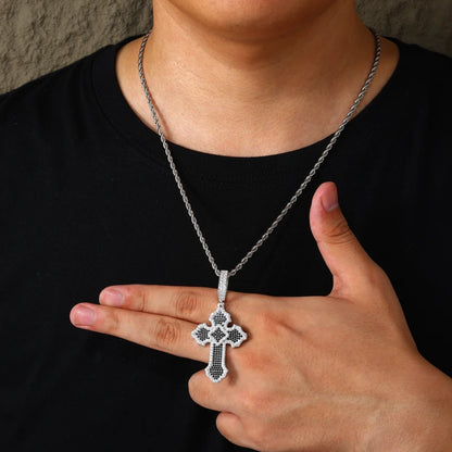 New Personalized Iced Out Moissanite Cross Pendant Necklace 925 Sterling Silver Religious Charm Hip Hop Jewelry Plated 18K Gold